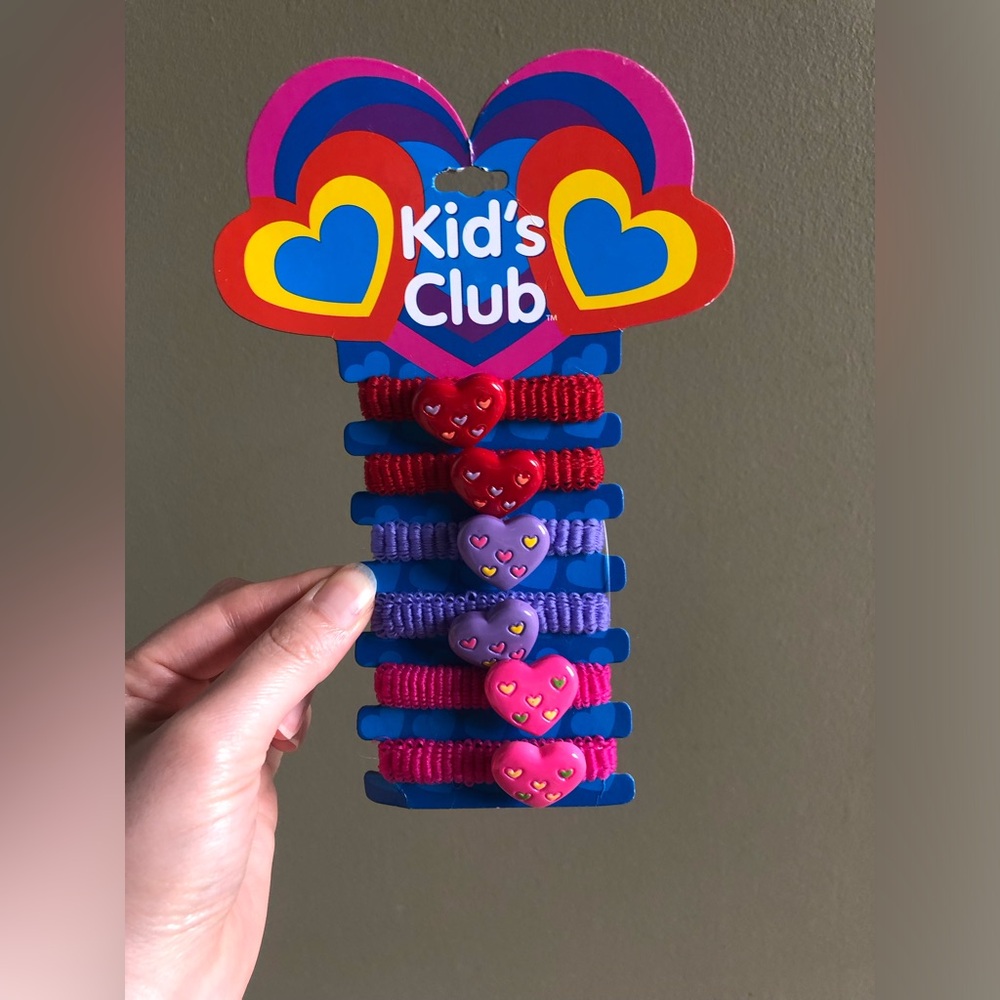 New Kid's Club Children Heart Charm Hair Ties Set